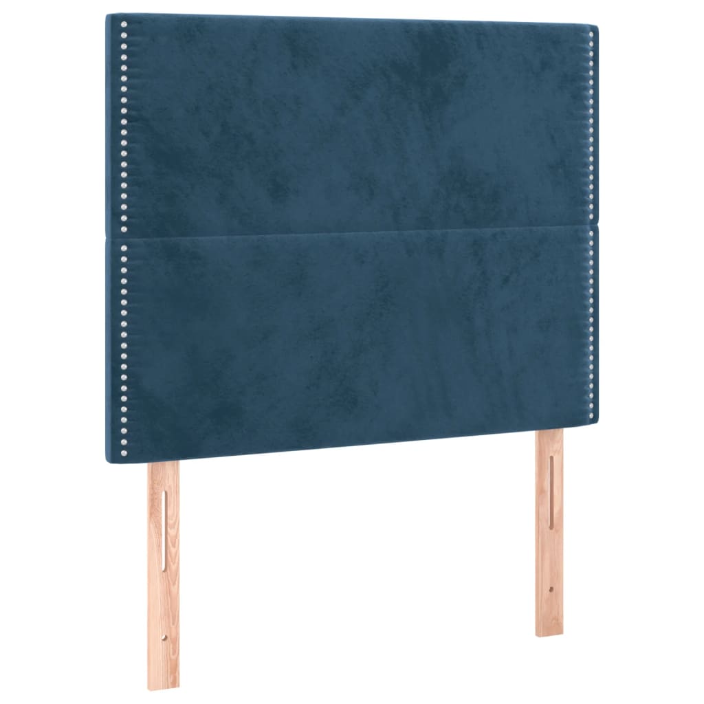 Cadre de lit avec tête de lit Bleu foncé 100x200 cm Velours Lits & cadres de lit vidaXL   