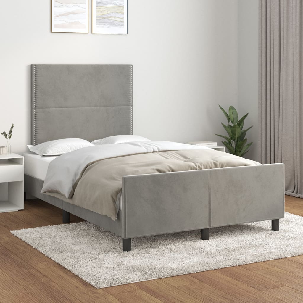 Cadre de lit avec tête de lit Gris clair 120x200 cm Lits & cadres de lit vidaXL   