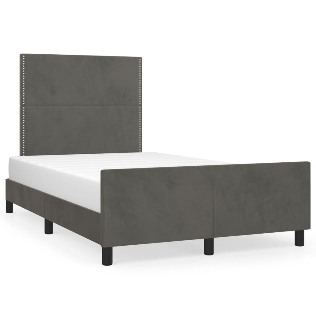 Cadre de lit avec tête de lit Gris foncé 120x200 cm Velours Lits & cadres de lit vidaXL   
