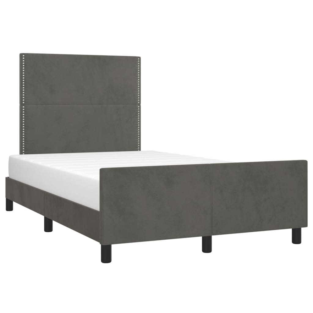 Cadre de lit avec tête de lit Gris foncé 120x200 cm Velours Lits & cadres de lit vidaXL   