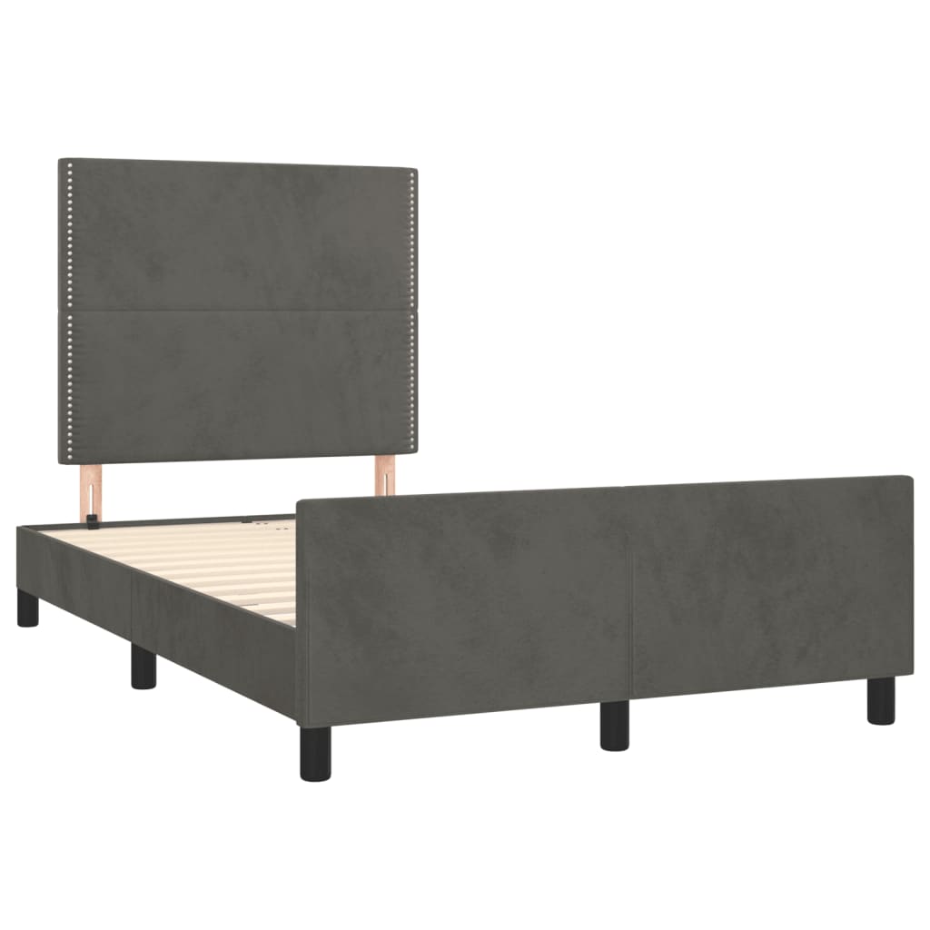 Cadre de lit avec tête de lit Gris foncé 120x200 cm Velours Lits & cadres de lit vidaXL   