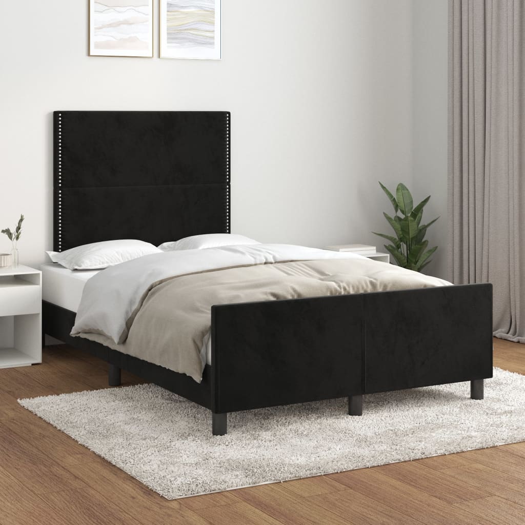 Cadre de lit avec tête de lit Noir 120x200 cm Velours Lits & cadres de lit vidaXL   