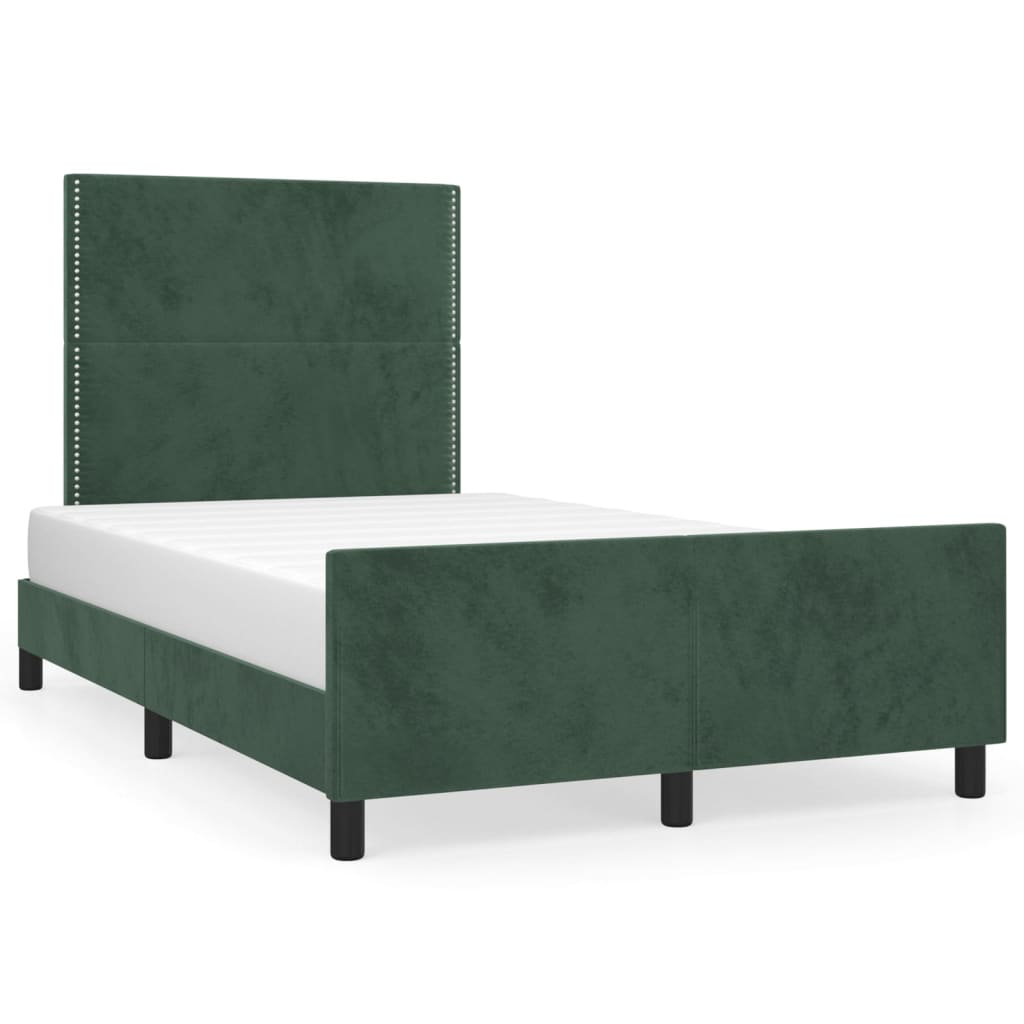 Cadre de lit avec tête de lit Vert foncé 120x200 cm Velours Lits & cadres de lit vidaXL   