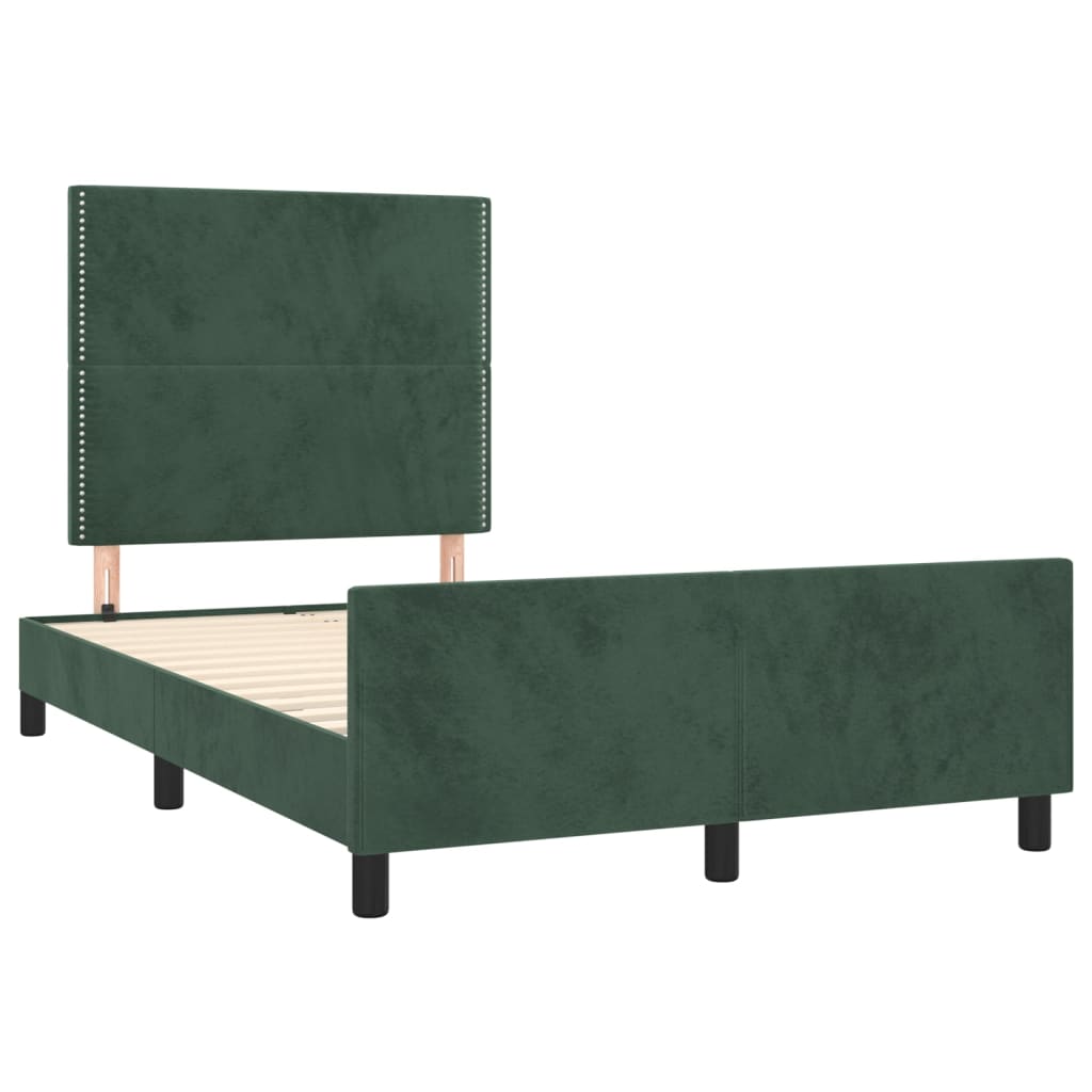Cadre de lit avec tête de lit Vert foncé 120x200 cm Velours Lits & cadres de lit vidaXL   