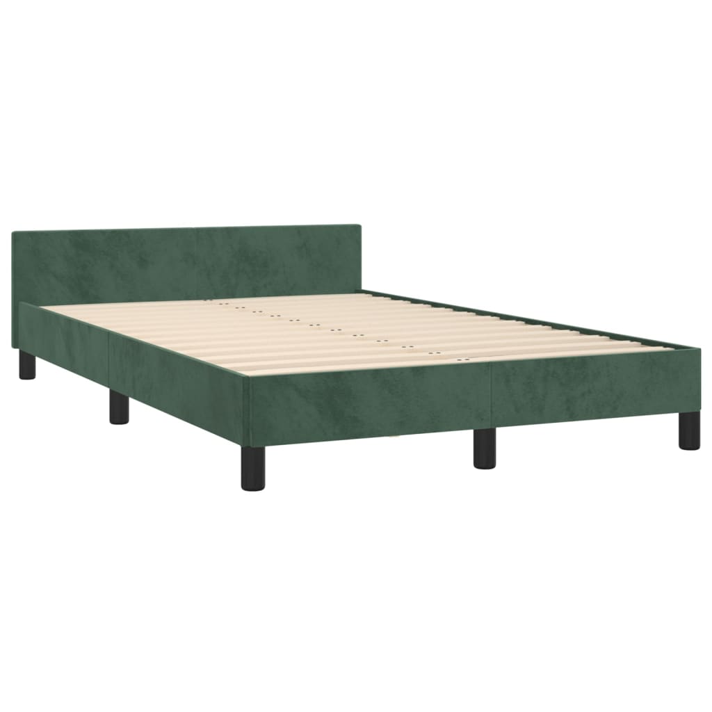 Cadre de lit avec tête de lit Vert foncé 120x200 cm Velours Lits & cadres de lit vidaXL   
