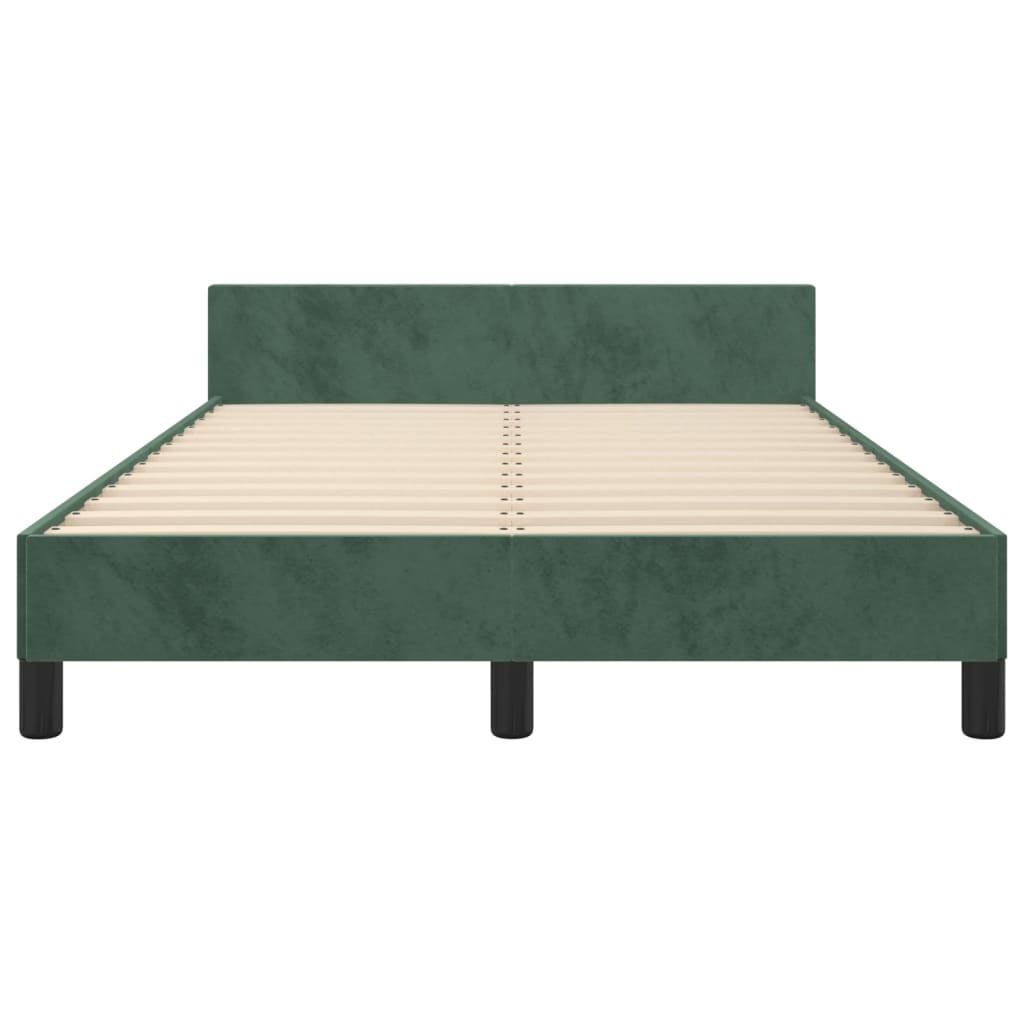 Cadre de lit avec tête de lit Vert foncé 120x200 cm Velours Lits & cadres de lit vidaXL   