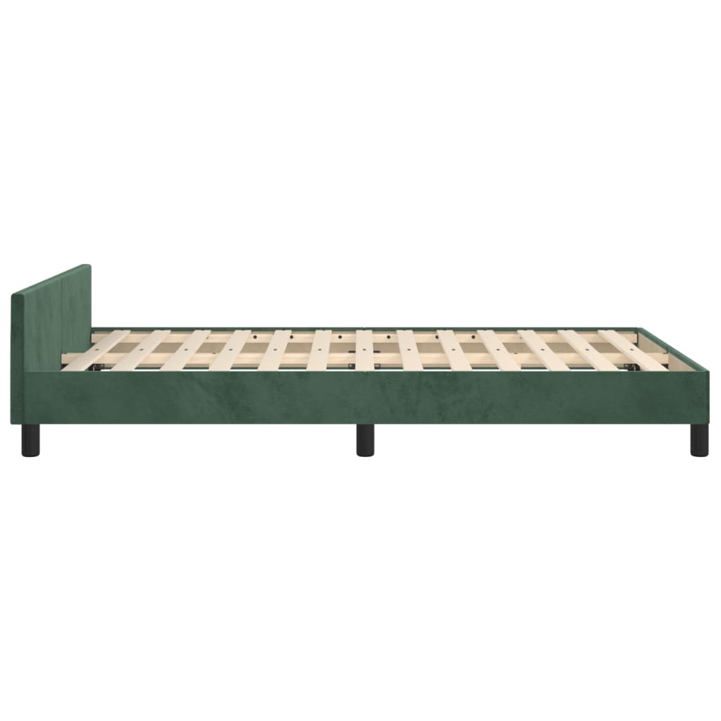 Cadre de lit avec tête de lit Vert foncé 120x200 cm Velours Lits & cadres de lit vidaXL   