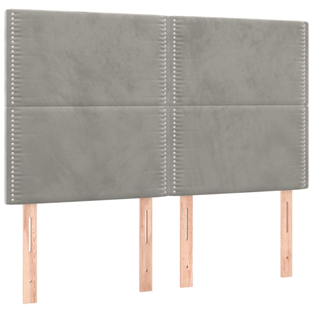 Cadre de lit avec tête de lit Gris clair 140x190 cm Velours Lits & cadres de lit vidaXL   