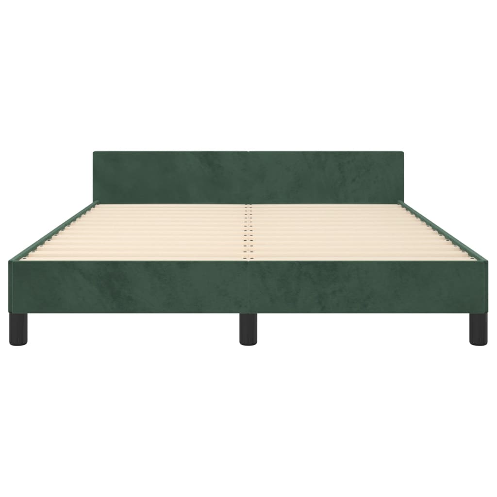 Cadre de lit avec tête de lit Vert foncé 140x190 cm Velours Lits & cadres de lit vidaXL   