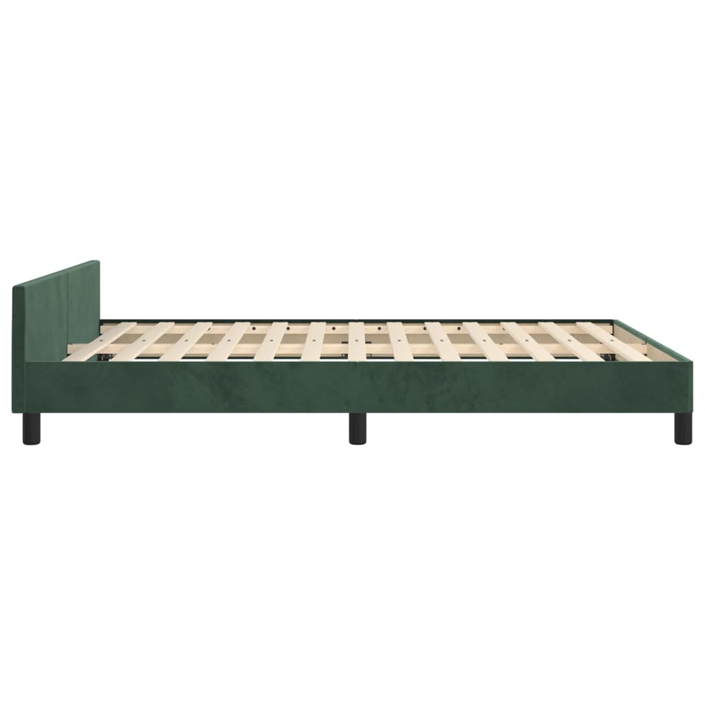Cadre de lit avec tête de lit Vert foncé 140x190 cm Velours Lits & cadres de lit vidaXL   
