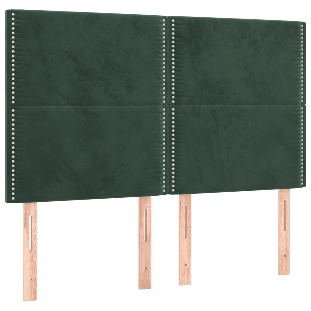 Cadre de lit avec tête de lit Vert foncé 140x190 cm Velours Lits & cadres de lit vidaXL   
