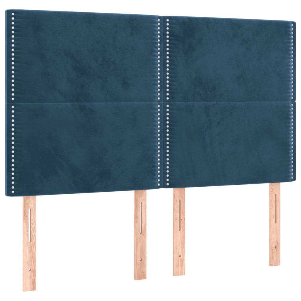 Cadre de lit avec tête de lit Bleu foncé 140x190 cm Velours Lits & cadres de lit vidaXL   