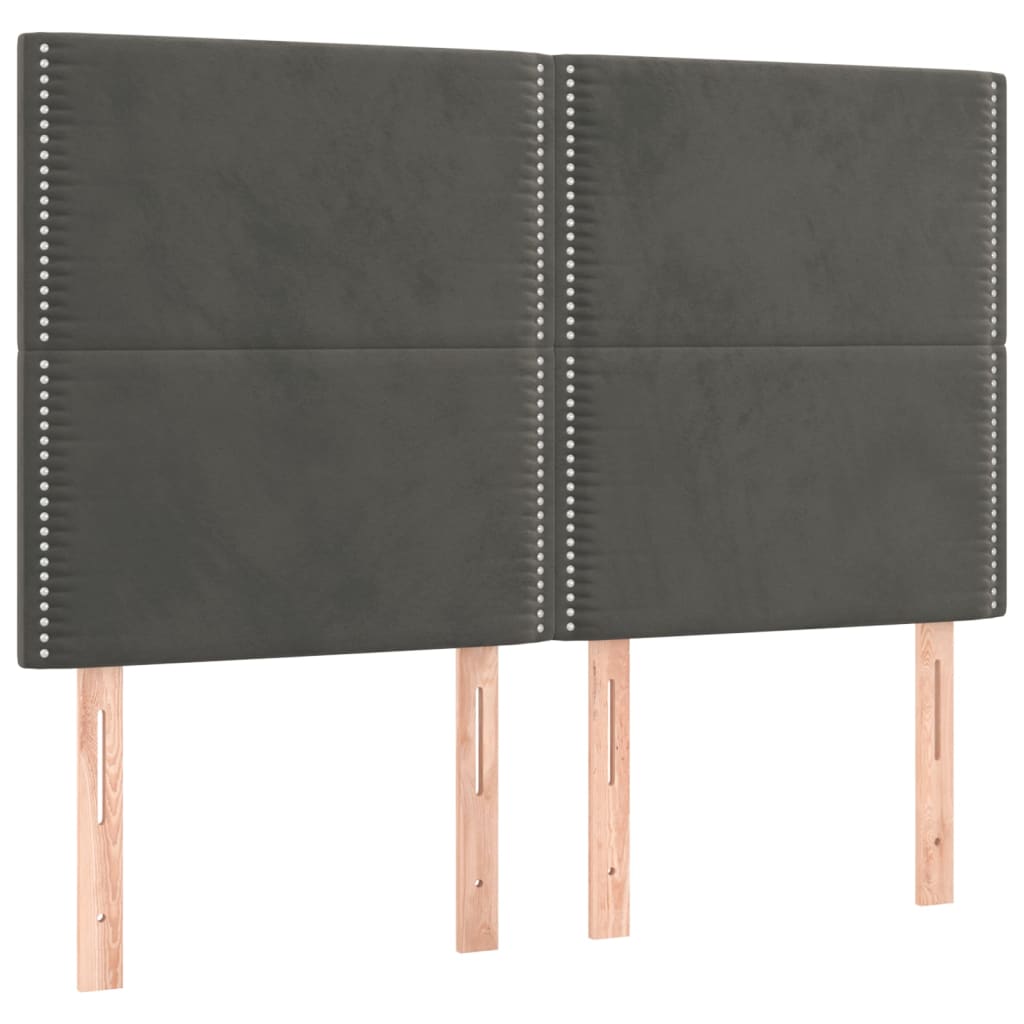 Cadre de lit avec tête de lit Gris foncé 140x200 cm Velours Lits & cadres de lit vidaXL   