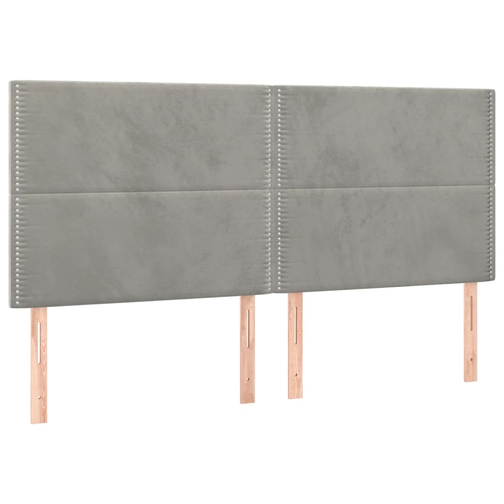 Cadre de lit avec tête de lit Gris clair 160x200 cm Velours Lits & cadres de lit vidaXL   