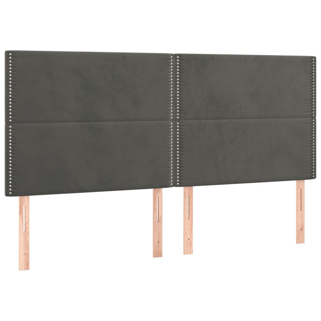 Cadre de lit avec tête de lit Gris foncé 160x200 cm Velours Lits & cadres de lit vidaXL   