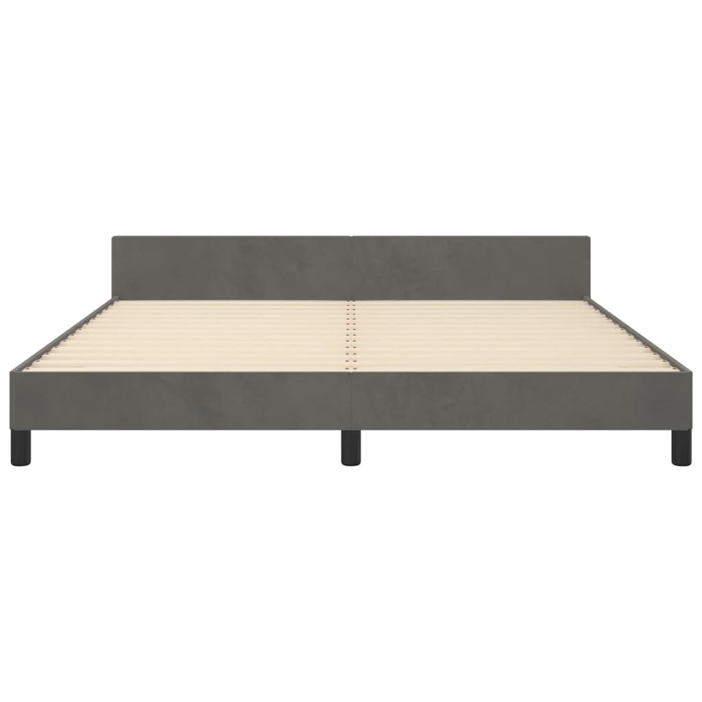 Cadre de lit avec tête de lit Gris foncé 180x200 cm Velours Lits & cadres de lit vidaXL   