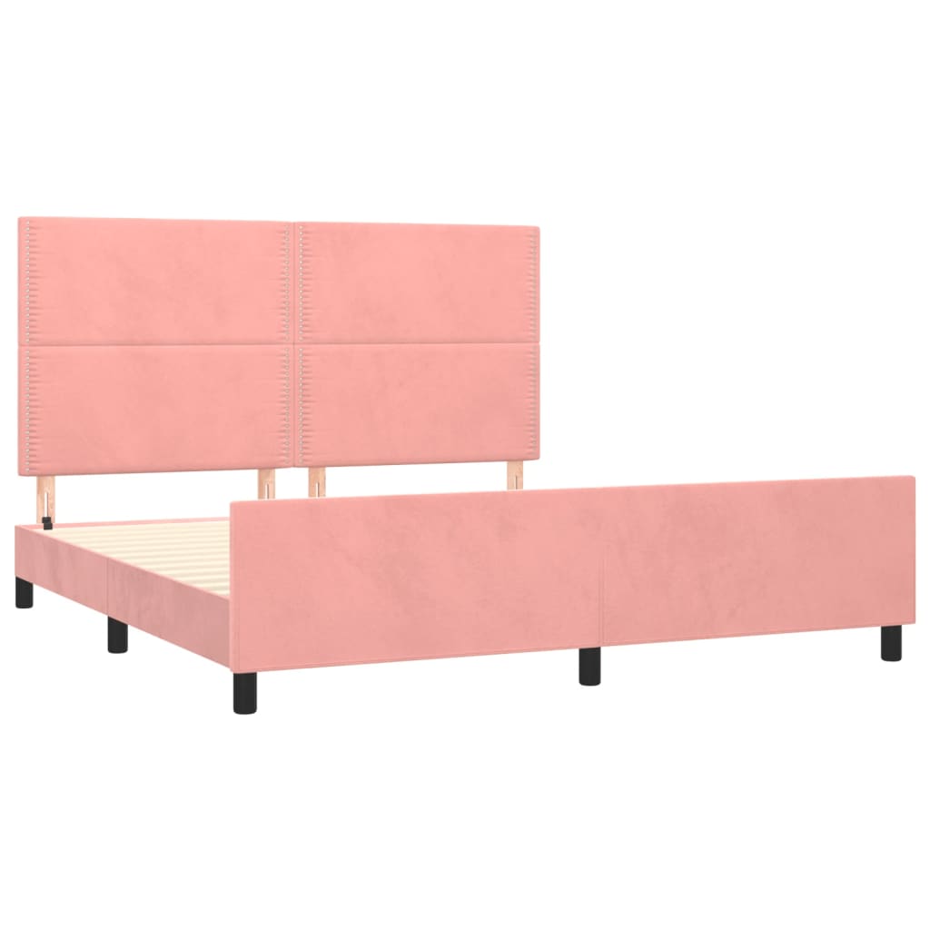 Cadre de lit avec tête de lit Rose 180x200 cm Velours Lits & cadres de lit vidaXL   