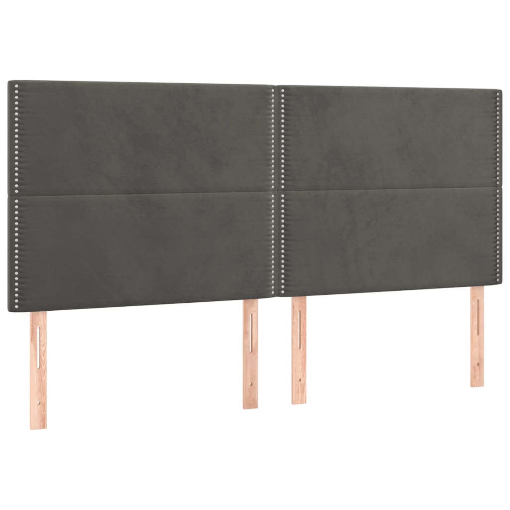 Cadre de lit avec tête de lit Gris foncé 200x200 cm Velours Lits & cadres de lit vidaXL   