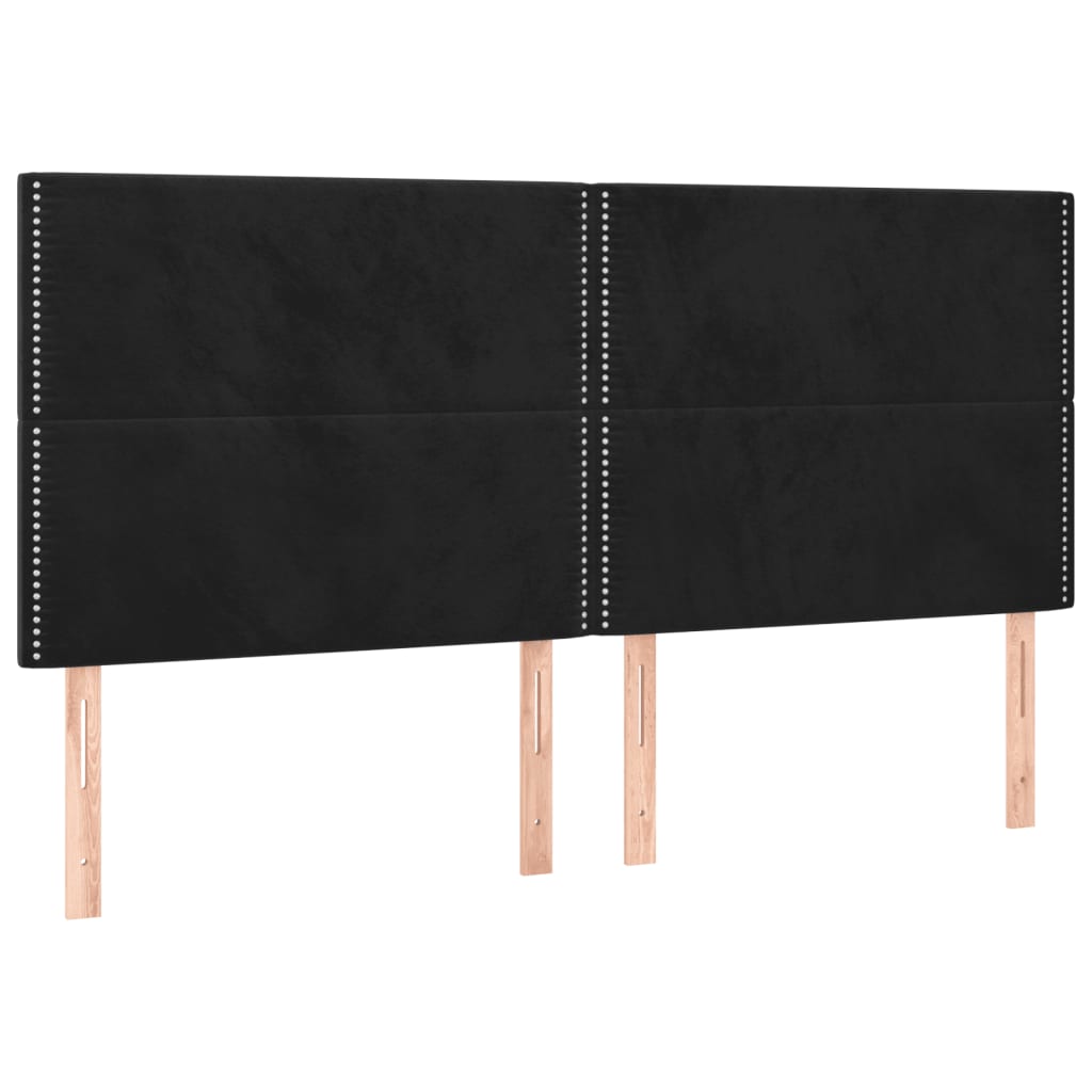 Cadre de lit avec tête de lit Noir 200x200 cm Velours Lits & cadres de lit vidaXL   