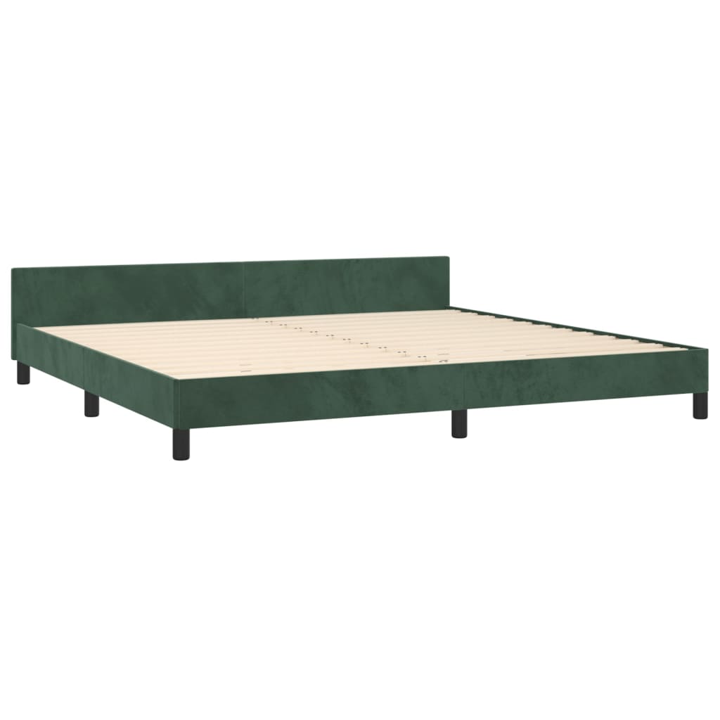 Cadre de lit avec tête de lit Vert foncé 200x200 cm Velours Lits & cadres de lit vidaXL   