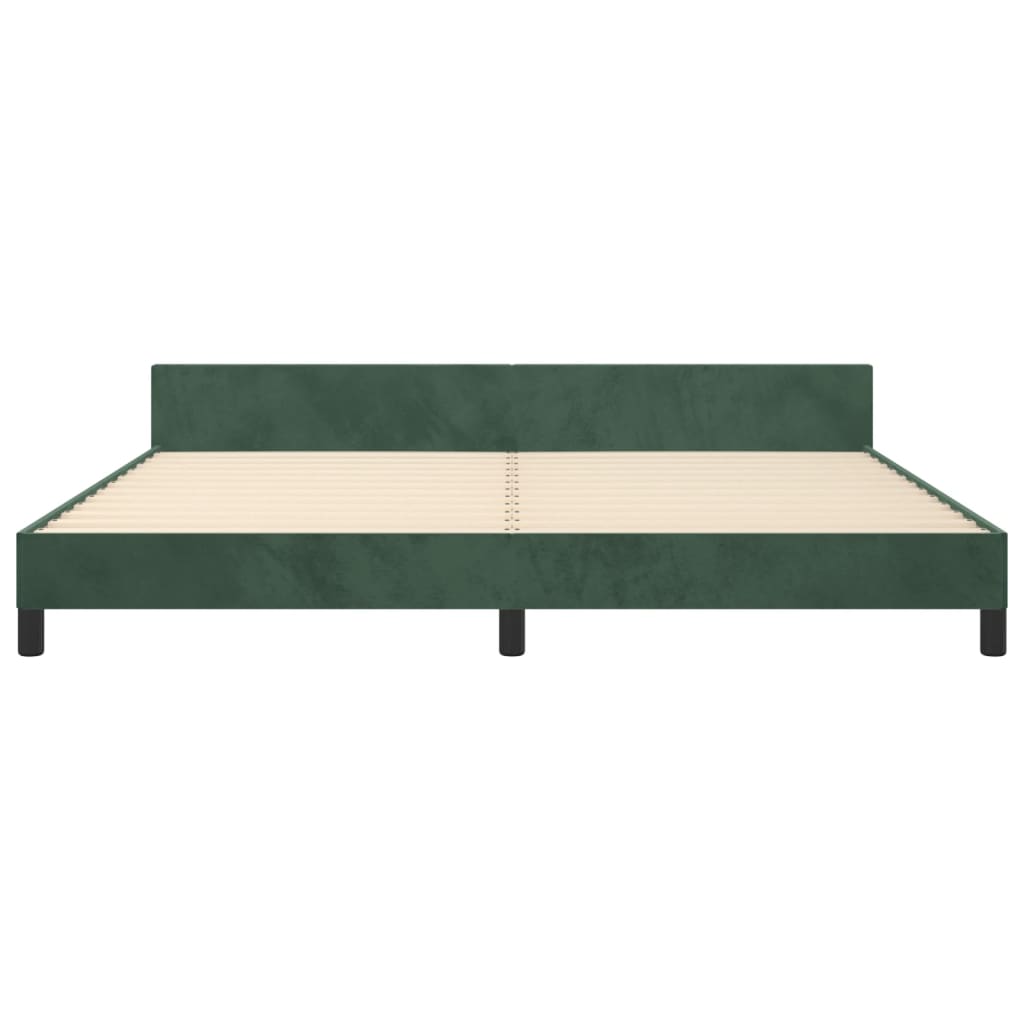 Cadre de lit avec tête de lit Vert foncé 200x200 cm Velours Lits & cadres de lit vidaXL   