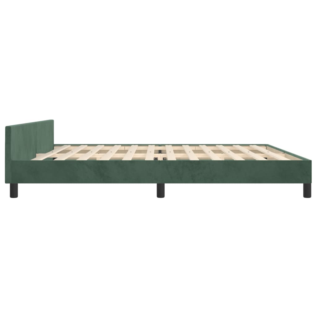 Cadre de lit avec tête de lit Vert foncé 200x200 cm Velours Lits & cadres de lit vidaXL   