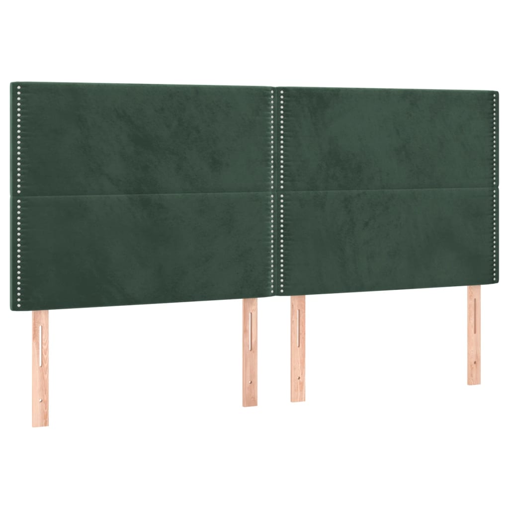 Cadre de lit avec tête de lit Vert foncé 200x200 cm Velours Lits & cadres de lit vidaXL   