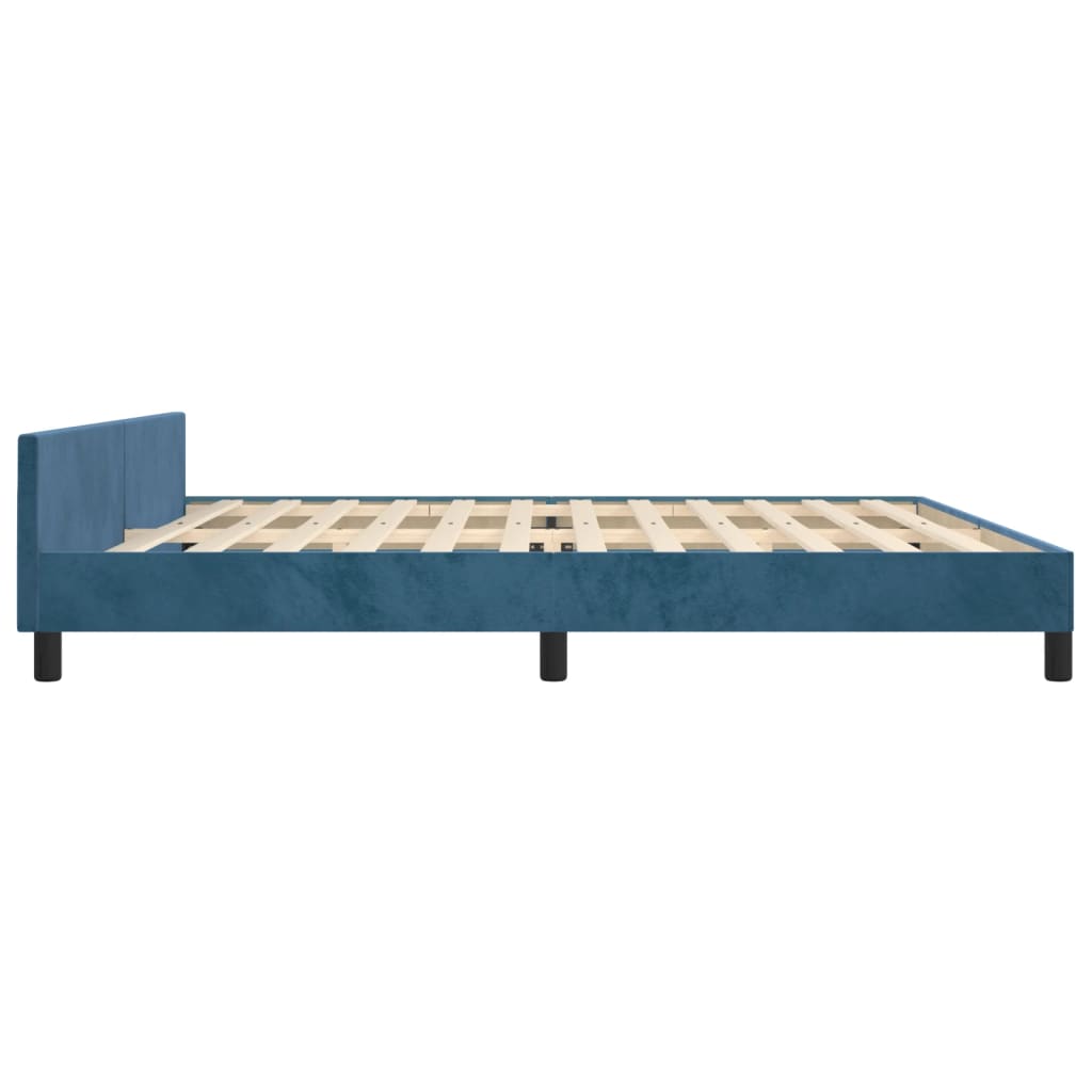 Cadre de lit avec tête de lit Bleu foncé 200x200 cm Velours Lits & cadres de lit vidaXL   