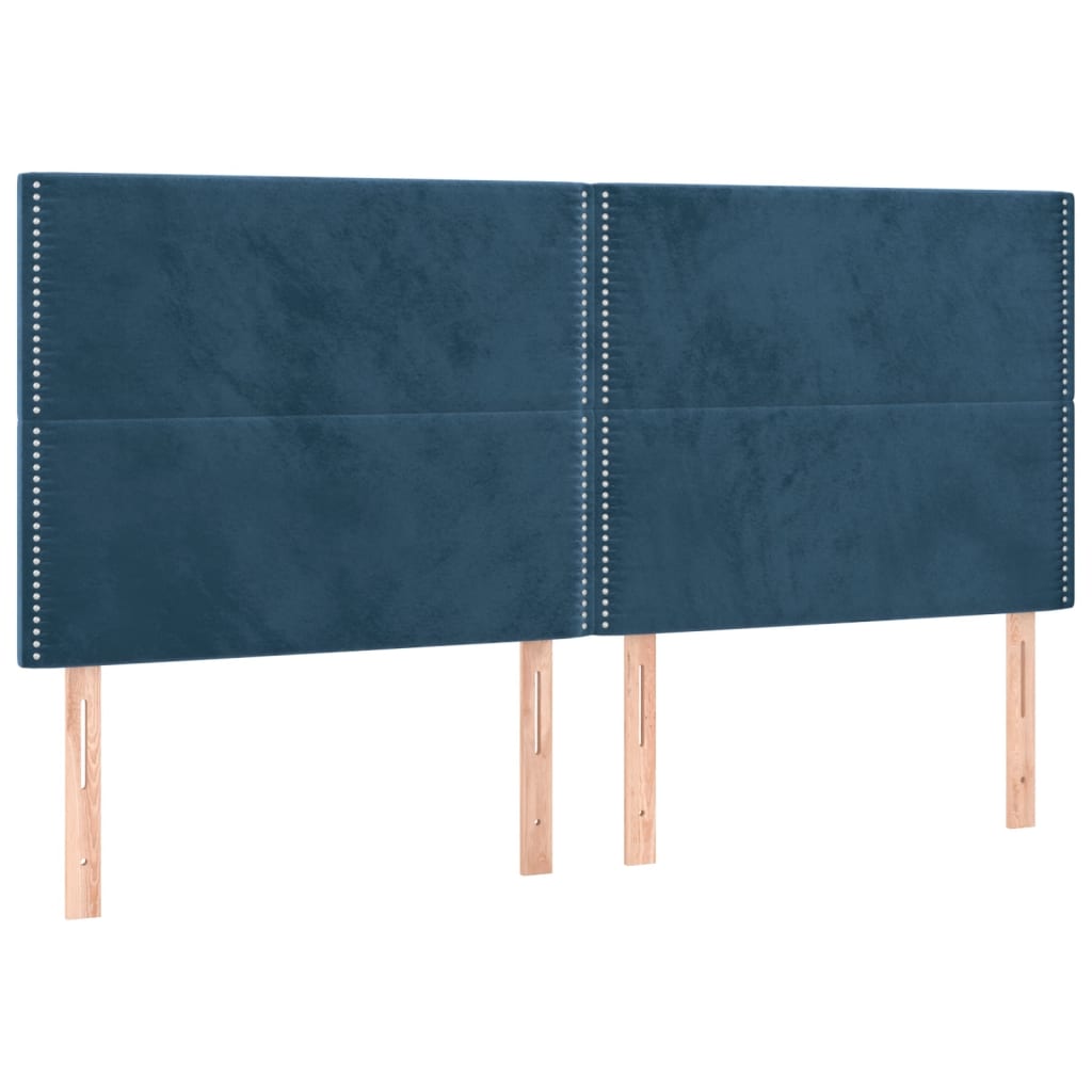 Cadre de lit avec tête de lit Bleu foncé 200x200 cm Velours Lits & cadres de lit vidaXL   