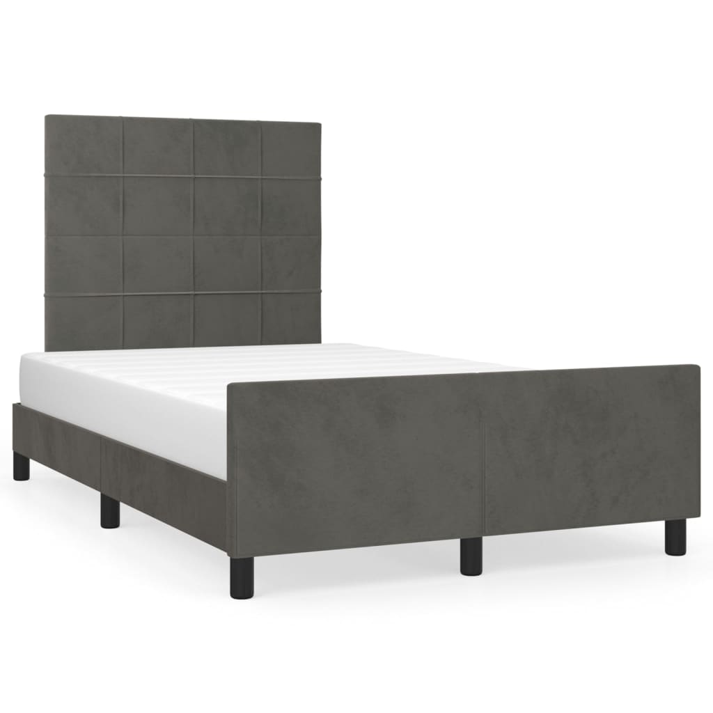 Cadre de lit avec tête de lit Gris foncé 120x200 cm Velours Lits & cadres de lit vidaXL   