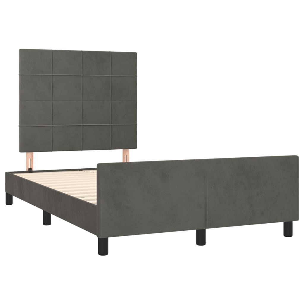 Cadre de lit avec tête de lit Gris foncé 120x200 cm Velours Lits & cadres de lit vidaXL   