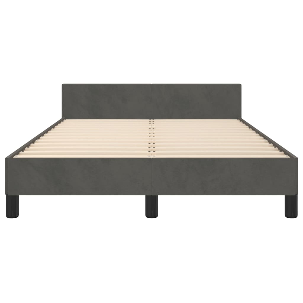 Cadre de lit avec tête de lit Gris foncé 120x200 cm Velours Lits & cadres de lit vidaXL   