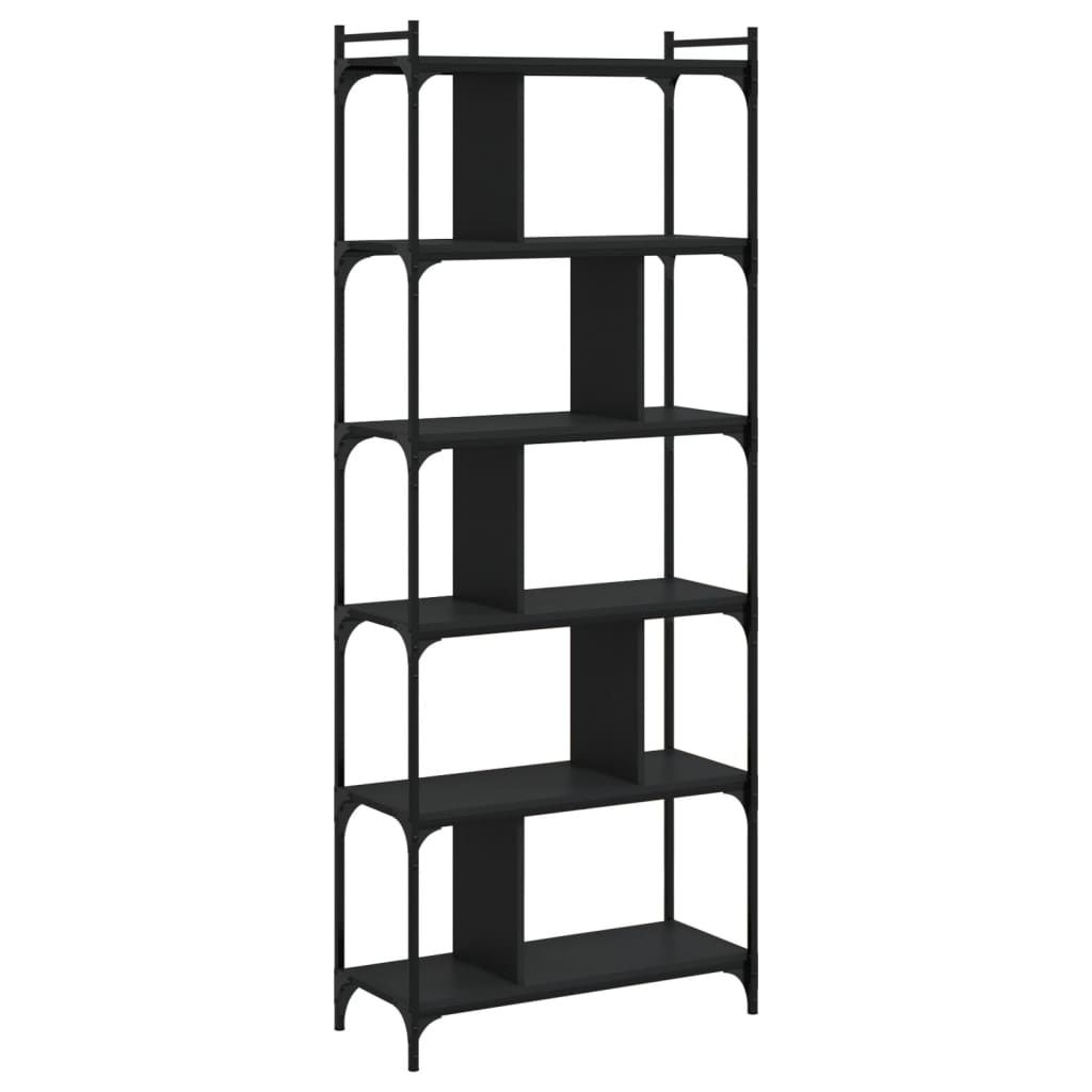Bibliothèque 6 niveaux noir 76x32x192 cm bois d'ingénierie Bibliothèques vidaXL   