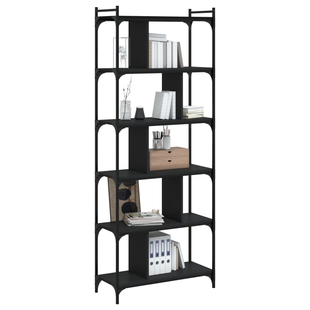 Bibliothèque 6 niveaux noir 76x32x192 cm bois d'ingénierie Bibliothèques vidaXL   