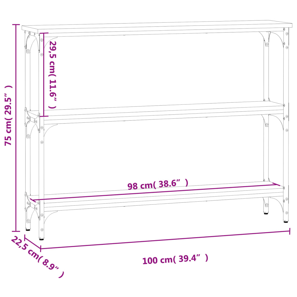 Table console sonoma gris 100x22,5x75 cm bois d'ingénierie Tables d'appoint vidaXL   