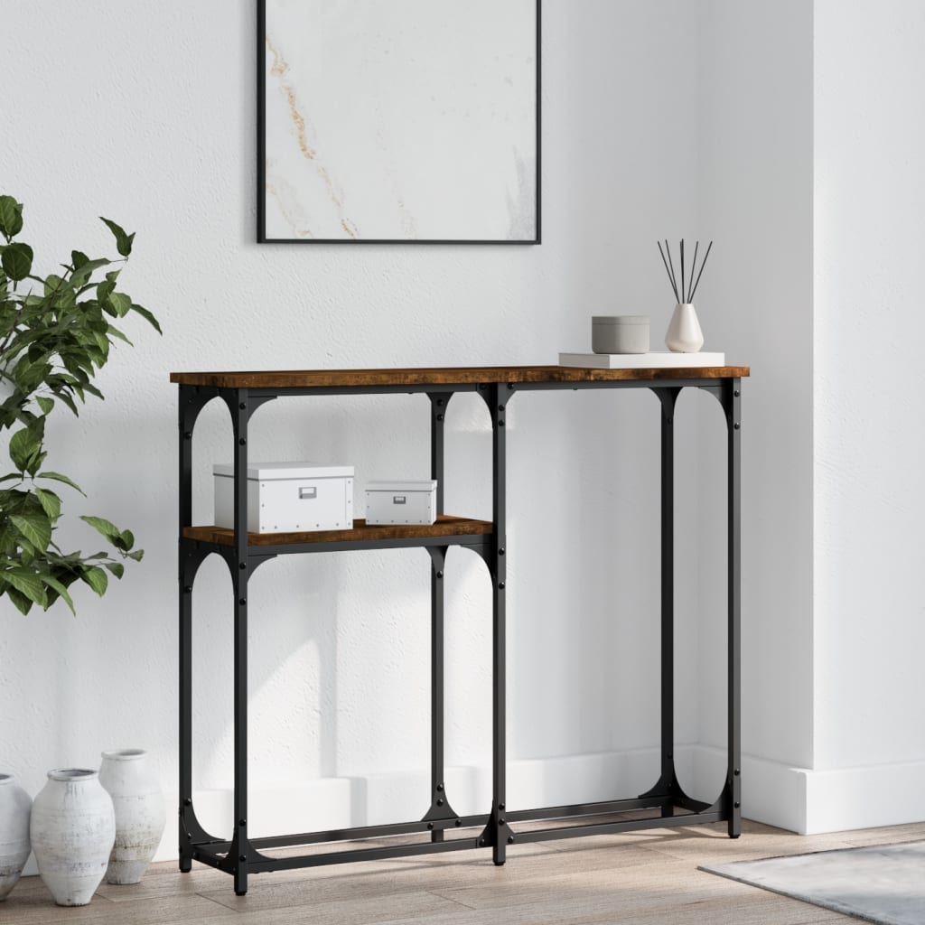 Table console chêne fumé 90x22,5x75 cm bois d'ingénierie Tables d'appoint vidaXL   