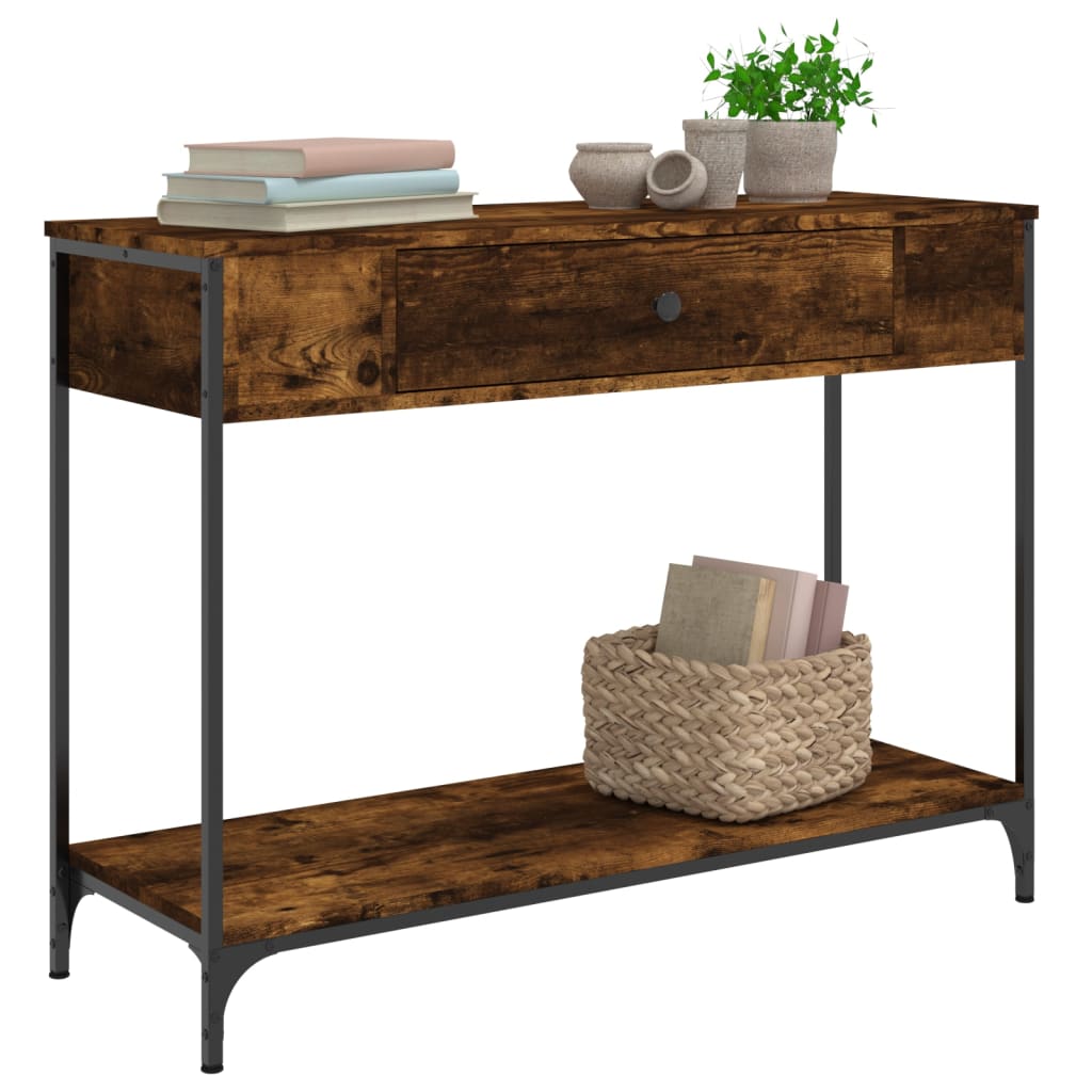 Table console chêne fumé 100x34,5x75 cm bois d'ingénierie Tables d'appoint vidaXL   