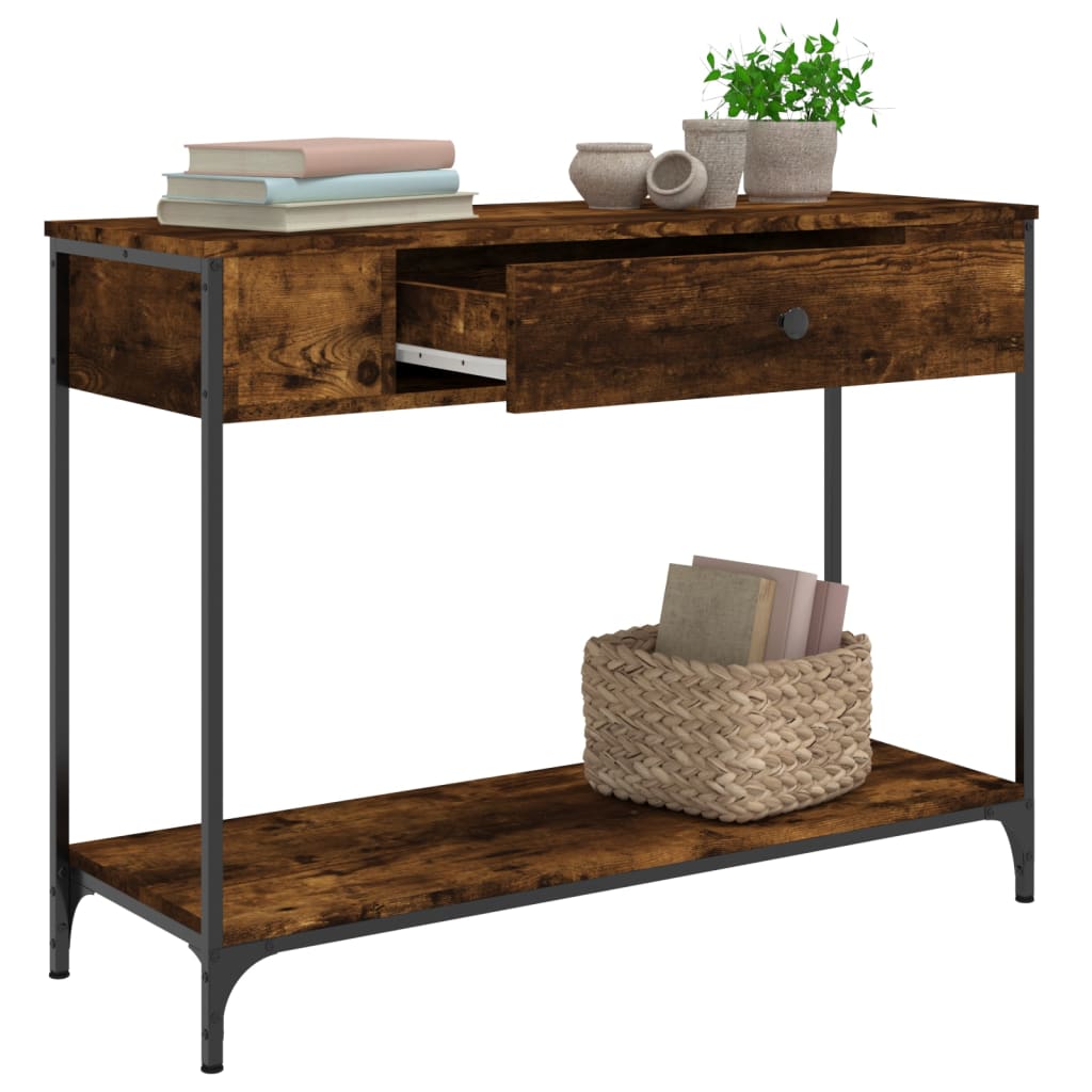 Table console chêne fumé 100x34,5x75 cm bois d'ingénierie Tables d'appoint vidaXL   
