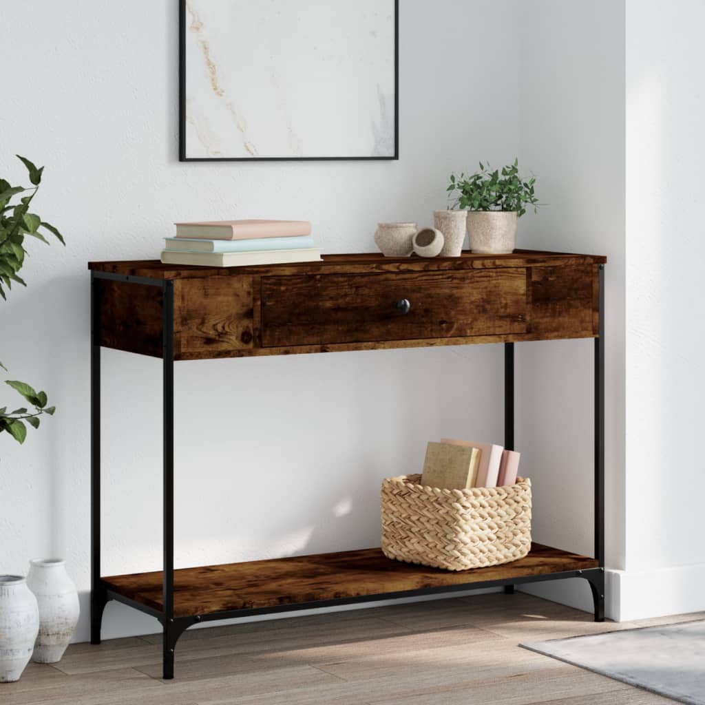Table console chêne fumé 100x34,5x75 cm bois d'ingénierie Tables d'appoint vidaXL   