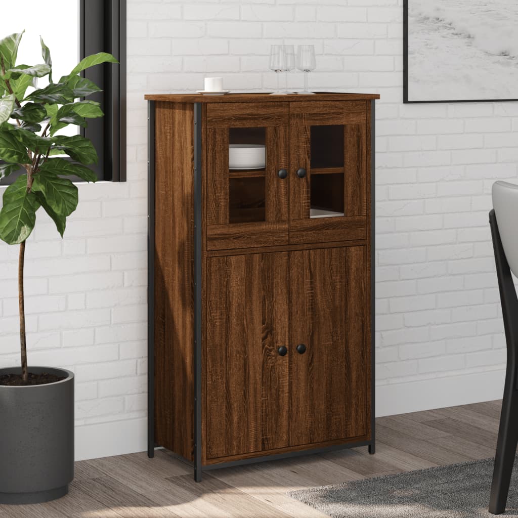 Buffet haut chêne marron 62x32x106,5 cm bois d'ingénierie Buffets & bahuts vidaXL   
