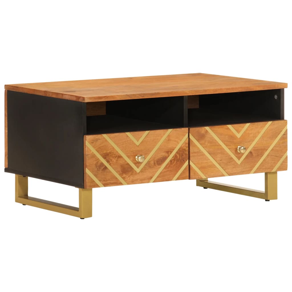 Table basse marron et noir 80x54x40 cm bois de massif manguier Tables basses vidaXL   