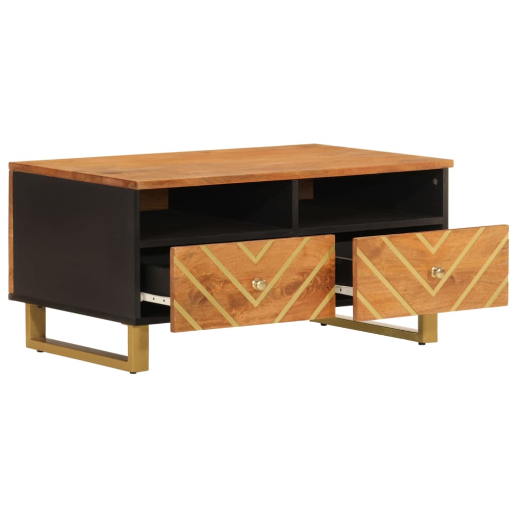 Table basse marron et noir 80x54x40 cm bois de massif manguier Tables basses vidaXL   