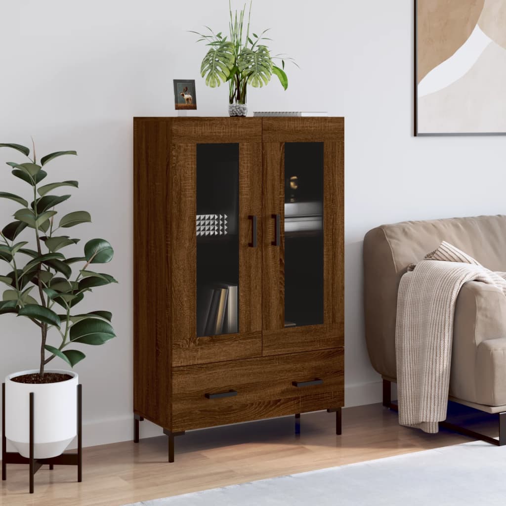 Buffet haut chêne marron 69,5x31x115 cm bois d'ingénierie Buffets & bahuts vidaXL   