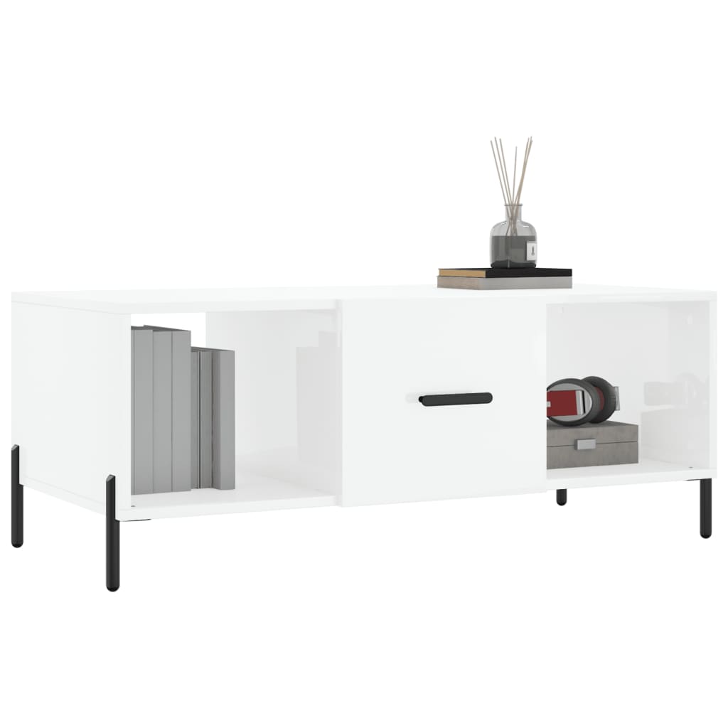 Table basse Blanc brillant 102x50x40 cm Bois d'ingénierie Tables basses vidaXL   