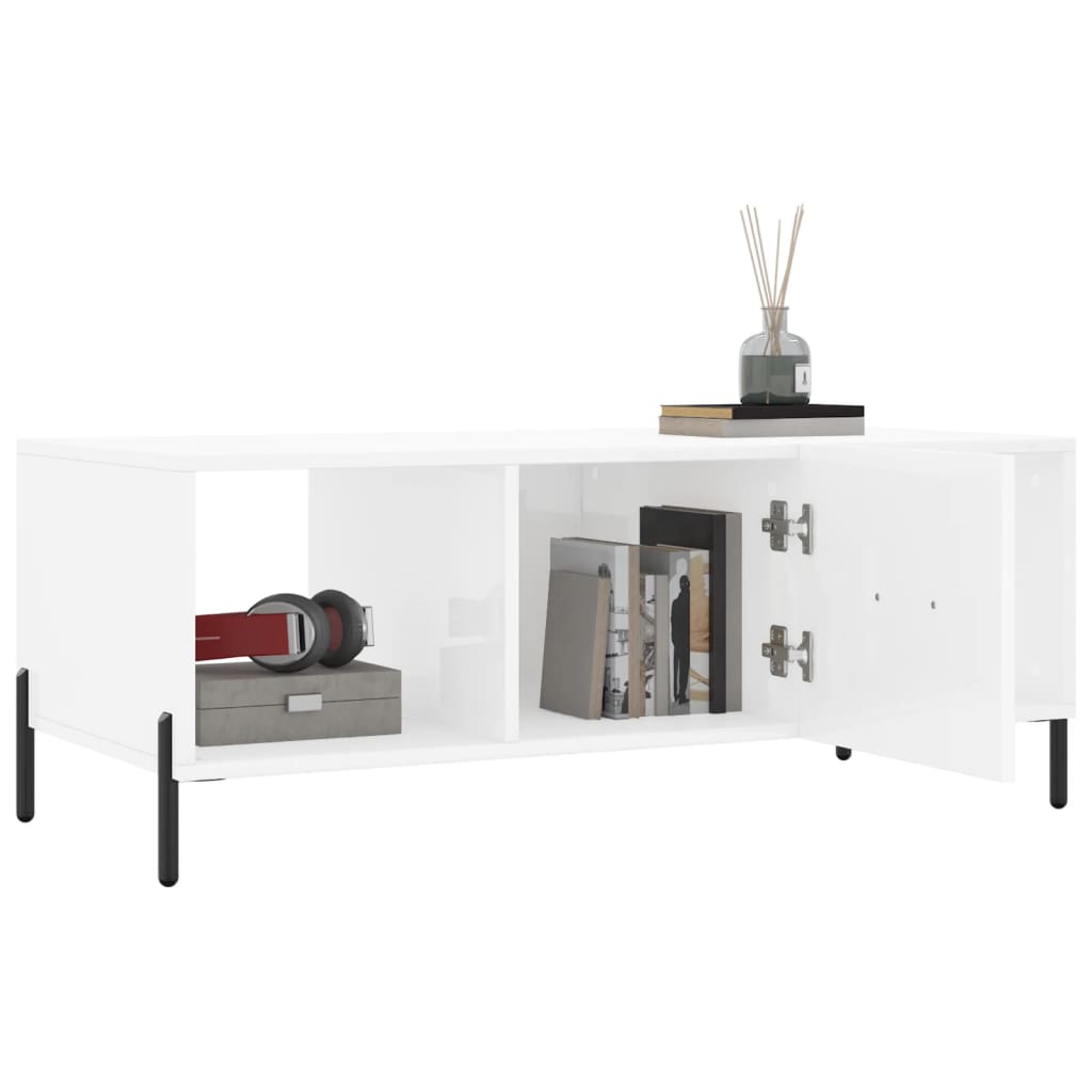 Table basse Blanc brillant 102x50x40 cm Bois d'ingénierie Tables basses vidaXL   