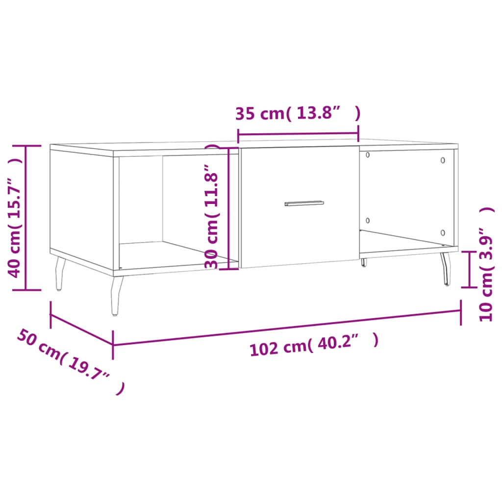 Table basse sonoma gris 102x50x40 cm bois d'ingénierie Tables basses vidaXL   
