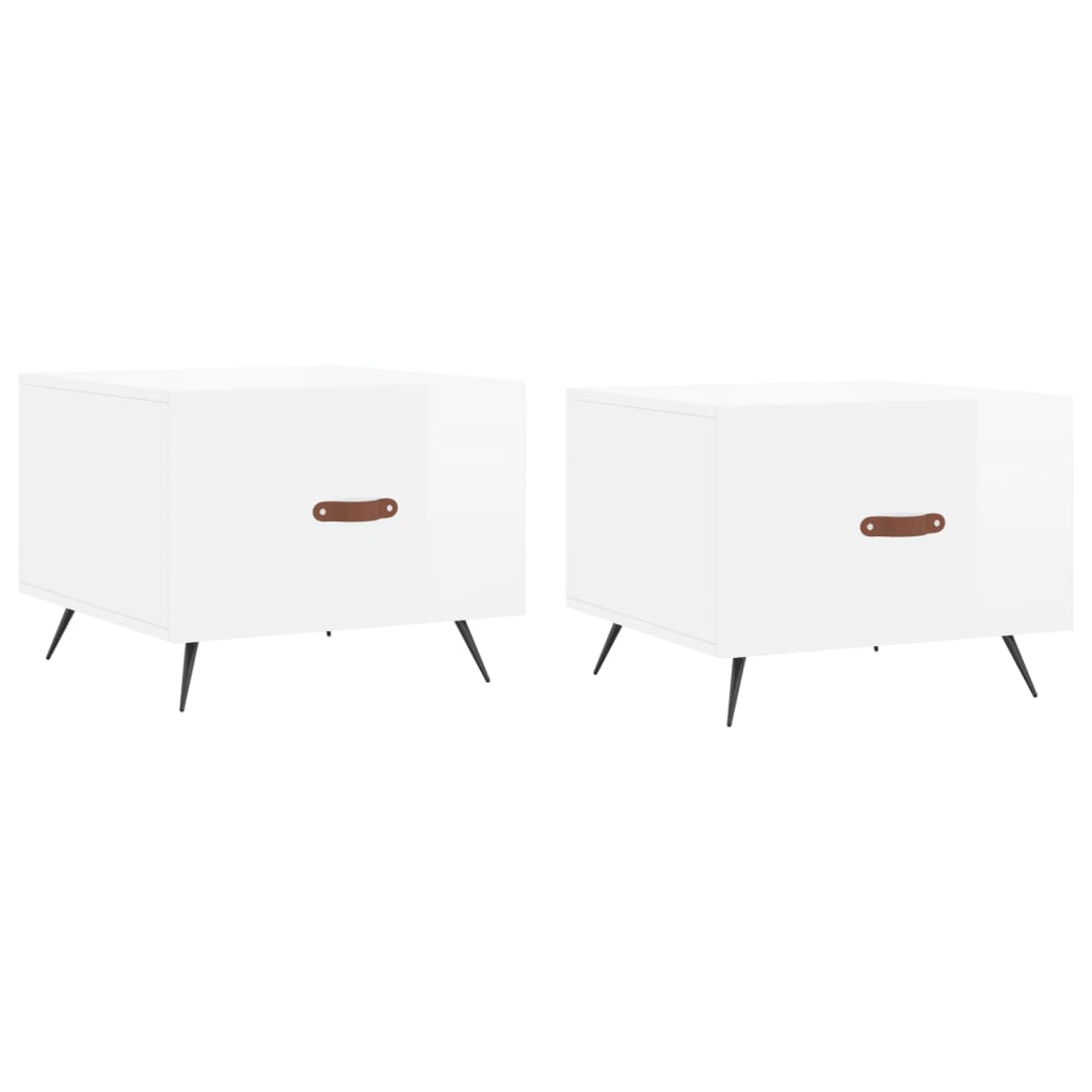Tables basses 2 pcs blanc brillant 50x50x40cm bois d'ingénierie Tables basses vidaXL   