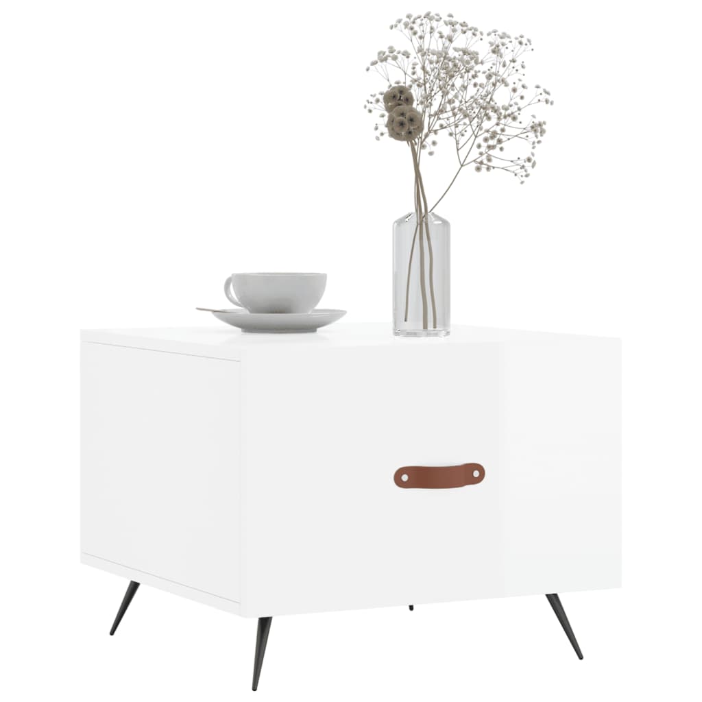 Tables basses 2 pcs blanc brillant 50x50x40cm bois d'ingénierie Tables basses vidaXL   