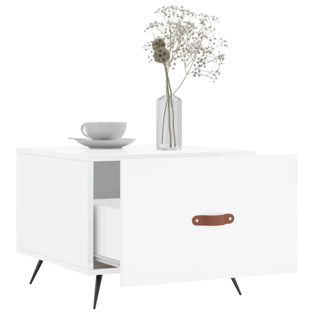 Tables basses 2 pcs blanc brillant 50x50x40cm bois d'ingénierie Tables basses vidaXL   