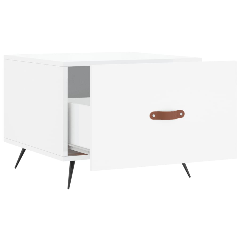 Tables basses 2 pcs blanc brillant 50x50x40cm bois d'ingénierie Tables basses vidaXL   